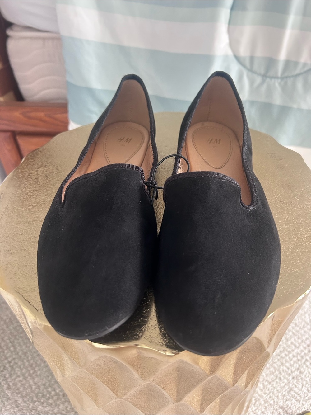H&M Black Suede-Look Slip-On Loafers (NWT)